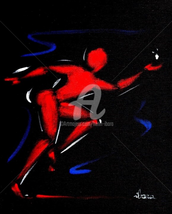 Peinture intitulée "homme-rouge-peintur…" par Henri Ibara, Œuvre d'art originale, Acrylique