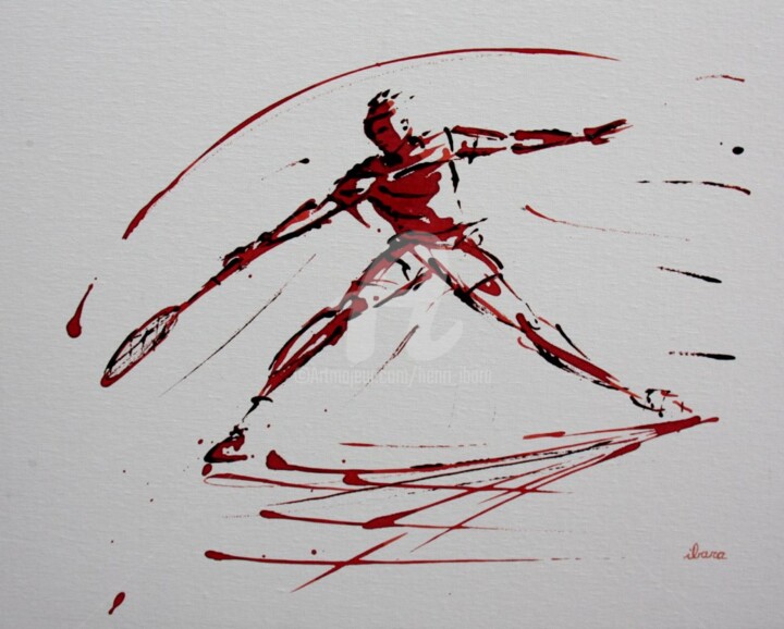 Dessin intitulée "tennis-n-19-peintur…" par Henri Ibara, Œuvre d'art originale, Encre