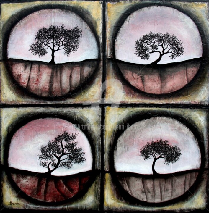 Schilderij getiteld "esprit-de-l-arbre-n…" door Henri Ibara, Origineel Kunstwerk, Acryl