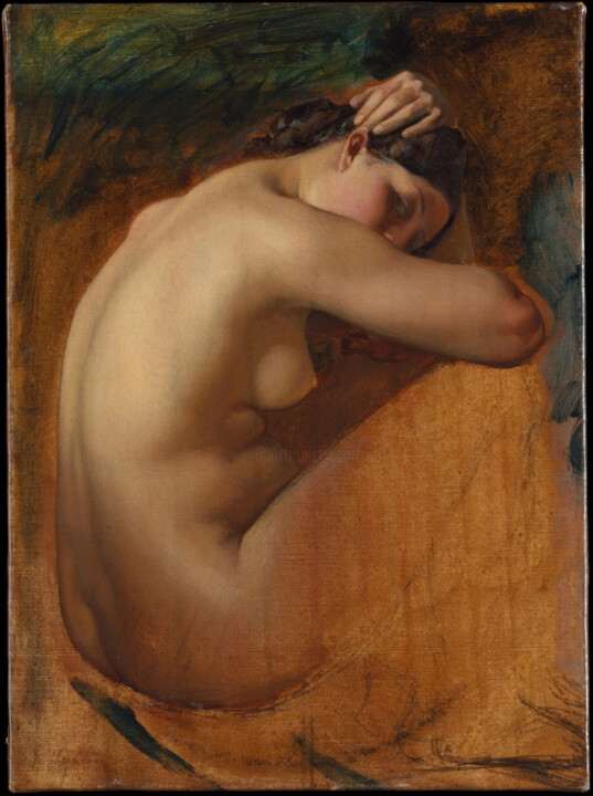 Peinture intitulée "Étude d'un nu fémin…" par Henri Lehmann, Œuvre d'art originale, Huile