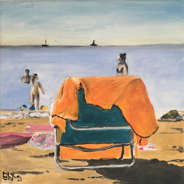 Painting titled "serviette orange" by Henri Papillon, Original Artwork, Oil