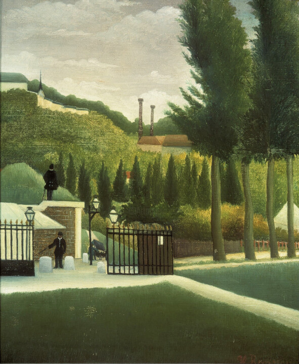 Schilderij getiteld "L'Octroi" door Henri Rousseau, Origineel Kunstwerk, Olie