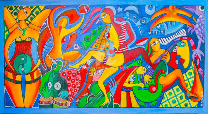 Peinture intitulée "Carnaval" par Henri Wojcik, Œuvre d'art originale, Acrylique