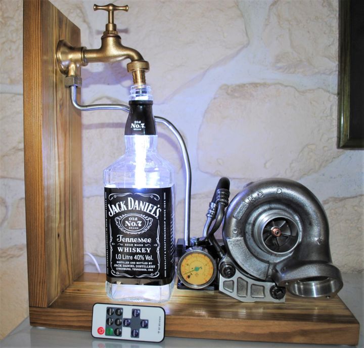 Sculpture titled "La turbo distillerie" by Henri Gutierrez, Original Artwork, Aluminium