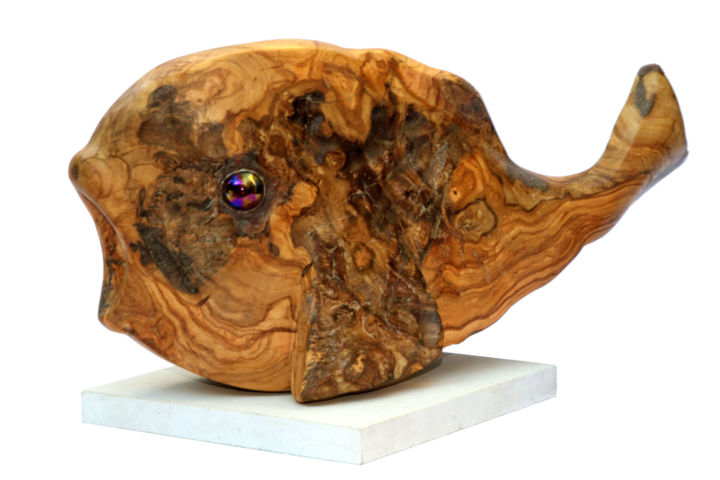 Skulptur mit dem Titel "Le poisson" von Henri Degracia, Original-Kunstwerk, Holz