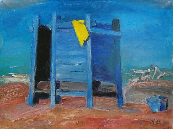 Painting titled "Yellow towel" by Henrikh Hechiporenko, Original Artwork, Oil