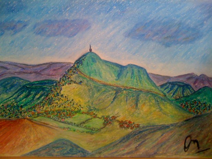Pittura intitolato "Le Puy-de-Dôme de m…" da Henri Morel, Opera d'arte originale