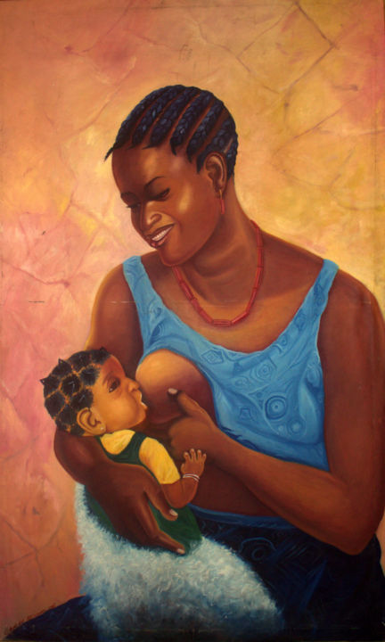Malerei mit dem Titel "akeem-mothercare.jpg" von Henri Moweta, Original-Kunstwerk