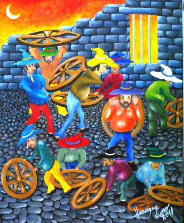 Pintura intitulada "Roda da vida" por Henrique Xavier, Obras de arte originais, Acrílico