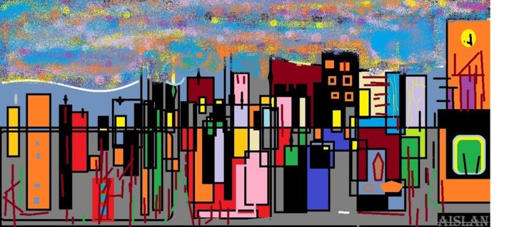 Digital Arts titled "Color city" by Aislan Sfeir, Original Artwork, Digital Painting