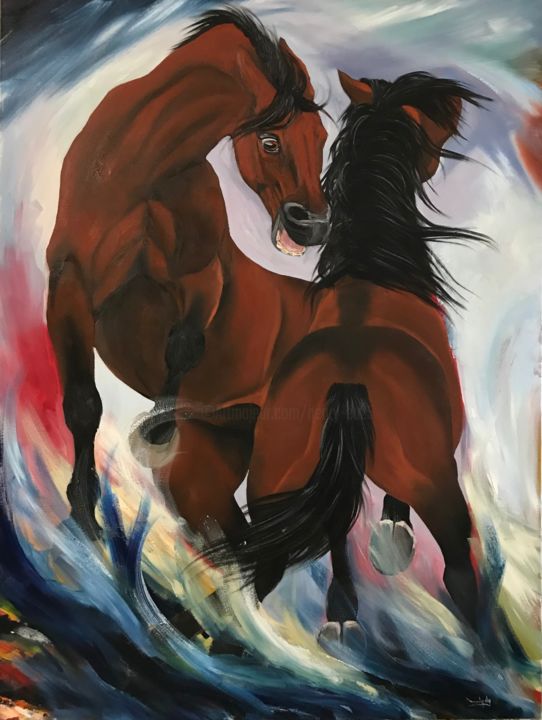 Painting titled "Fight" by Mileidy Plata, Original Artwork, Oil