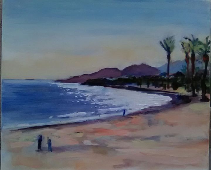 Painting titled "Beach" by Hen, Original Artwork, Oil