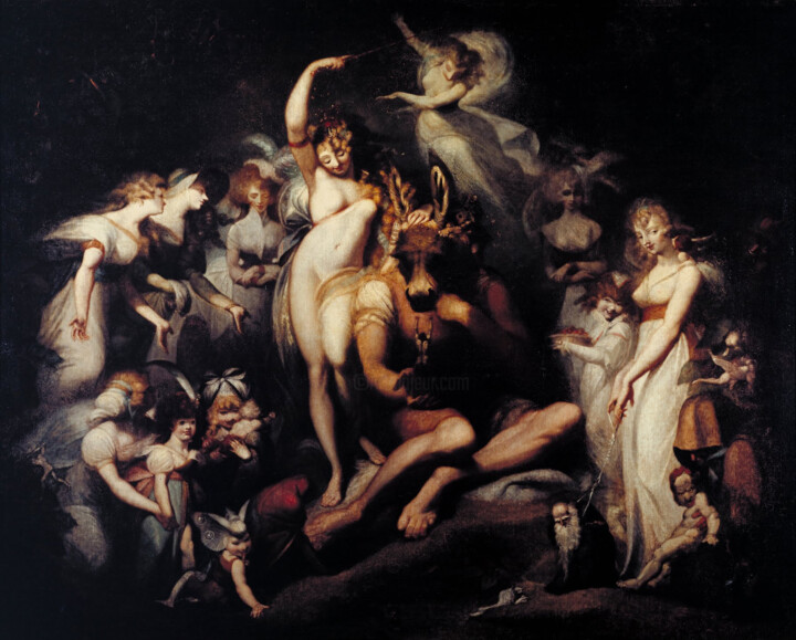 Pintura intitulada "Titania and Bottom" por Henry Fuseli, Obras de arte originais, Óleo