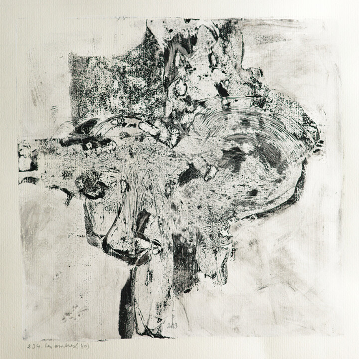 Printmaking titled "les ombres (40)" by Henry Pouillon, Original Artwork, Monotype Mounted on Other rigid panel