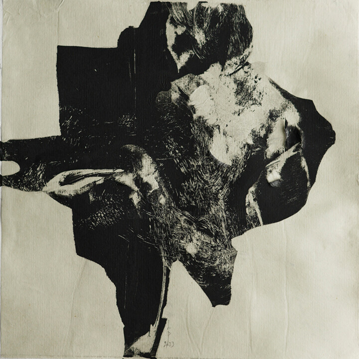 Printmaking titled "les ombres (41)" by Henry Pouillon, Original Artwork, Monotype Mounted on Other rigid panel