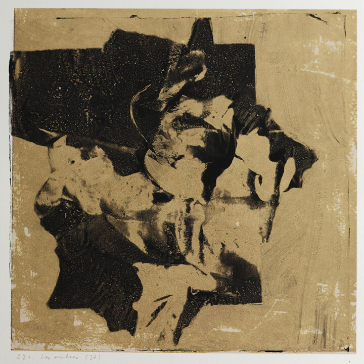 Prenten & gravures getiteld "les ombres (37)" door Henry Pouillon, Origineel Kunstwerk, Monotype Gemonteerd op Andere stijve…
