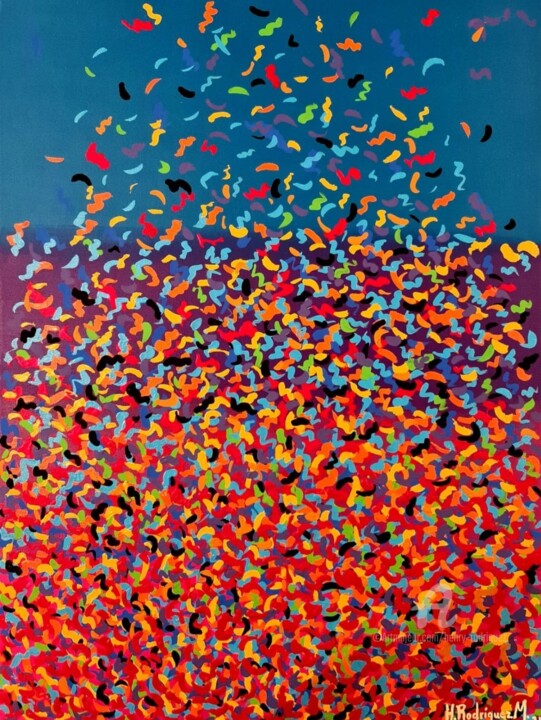 Painting titled "Confetti" by Henry Rodriguez, Original Artwork, Acrylic