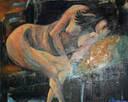 「L'endormie」というタイトルの絵画 Henry Abramowiczによって, オリジナルのアートワーク