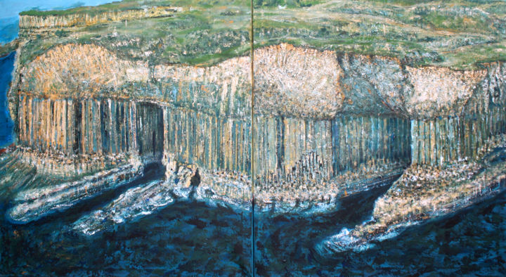 "Wyspa Stafa" başlıklı Tablo Henryka Wojciechowska tarafından, Orijinal sanat, Akrilik Ahşap panel üzerine monte edilmiş