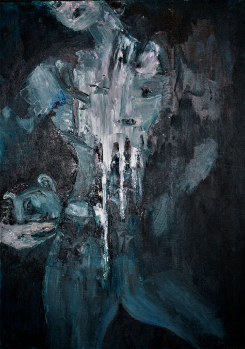 Pintura intitulada "Gdzie Diabeł nie mo…" por Henryka Wojciechowska, Obras de arte originais, Óleo Montado em Painel de made…