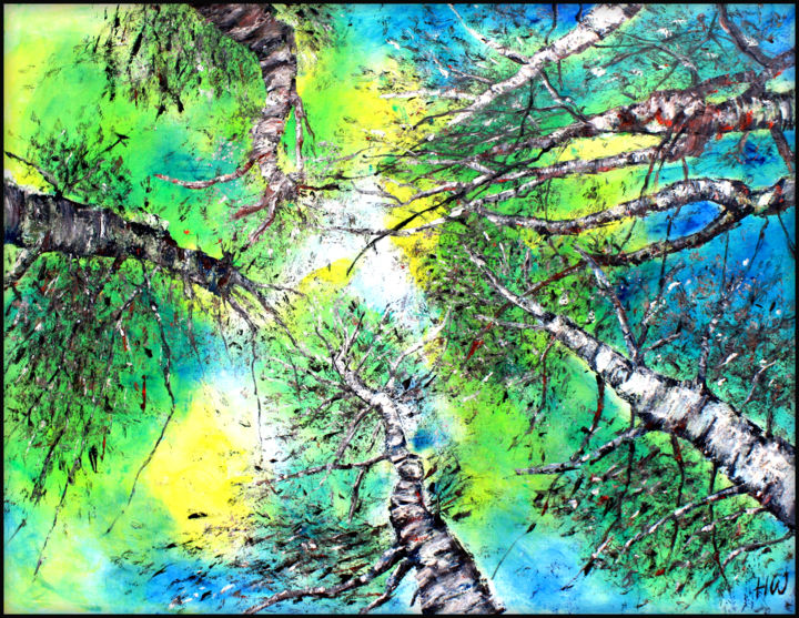 Картина под названием "Perspektywa drzew" - Henryka Wojciechowska, Подлинное произведение искусства, Акрил Установлен на Дер…