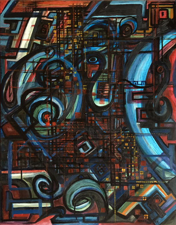 Painting titled "Structure et proces…" by Henry Neu, Original Artwork, Oil