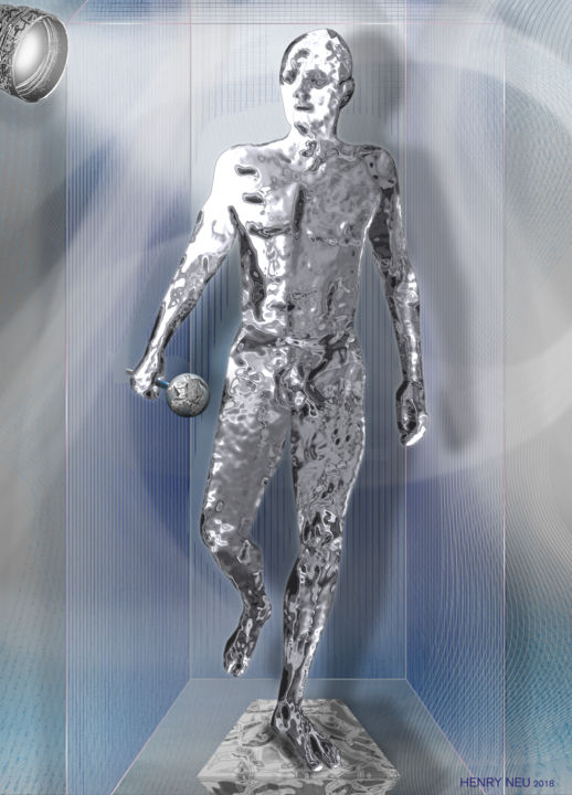 Digitale Kunst getiteld "Statue dévoilée" door Henry Neu, Origineel Kunstwerk, Digitaal Schilderwerk