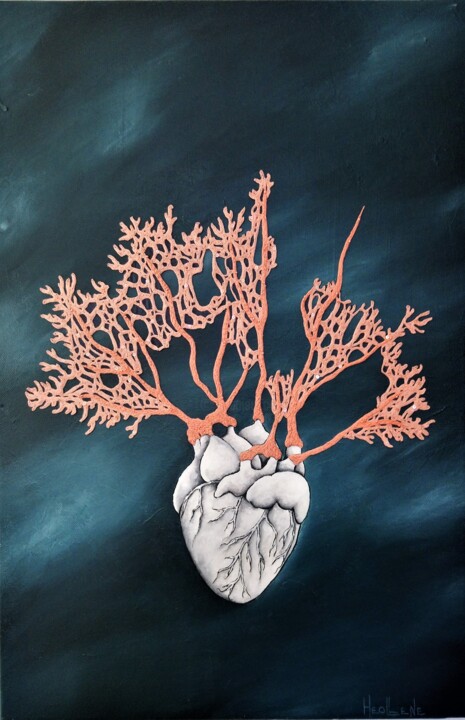 Art textile intitulée "A coeur battant, le…" par Heollene, Œuvre d'art originale, Acrylique