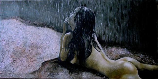 Peinture intitulée "la pioggia su di me" par Hera Signora, Œuvre d'art originale