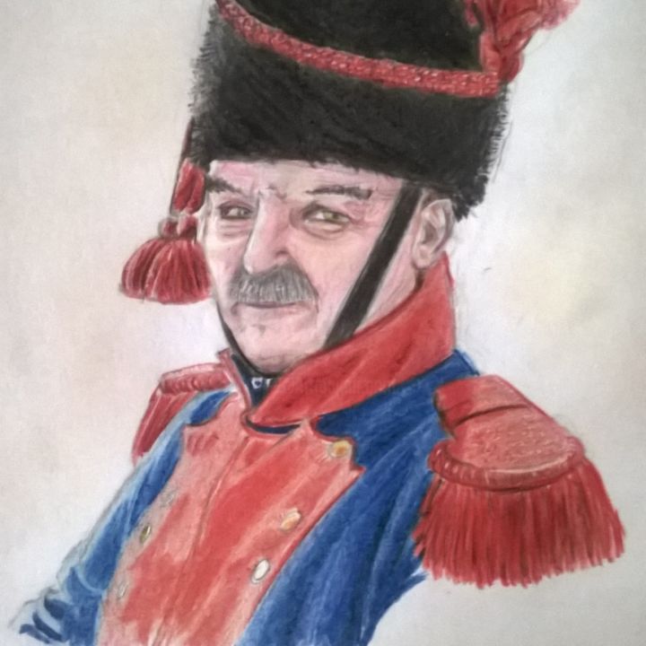 Drawing titled "Zouave sapeur" by Y.Decor, Original Artwork, Pencil