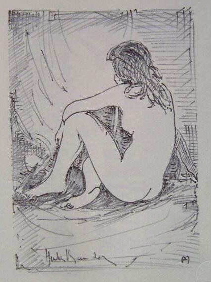Drawing titled "etude de nu" by Heritier-Marrida, Original Artwork