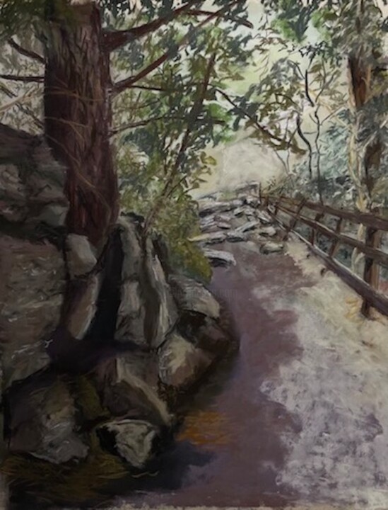 Dibujo titulada "Mountain Trail" por Herman Weinberg, Obra de arte original, Pastel