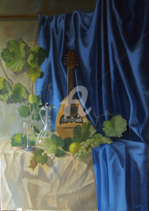 Painting titled "Wein und Gesang" by Hermann J. Heiss, Original Artwork, Oil