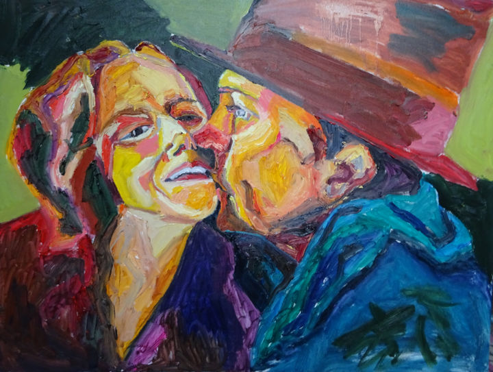 Painting titled "the-kiss.jpg" by Ana-Maria Dinescu, Original Artwork, Oil