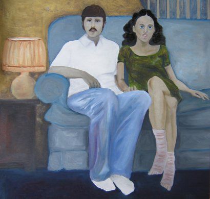 Peinture intitulée "Les romantiques" par Hermione, Œuvre d'art originale, Huile