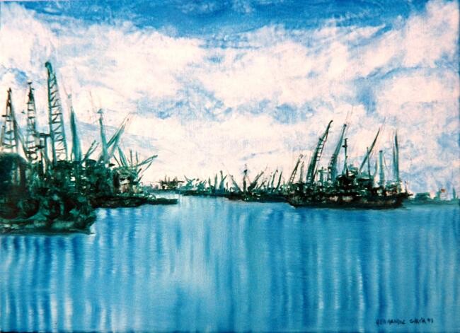Pintura titulada "el puerto" por Hernandiz, Obra de arte original