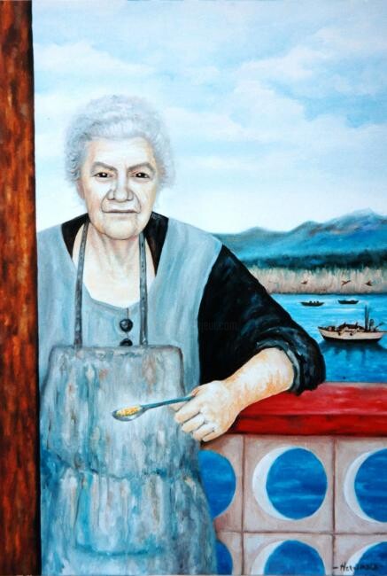 Painting titled "la abuela" by Hernandiz, Original Artwork