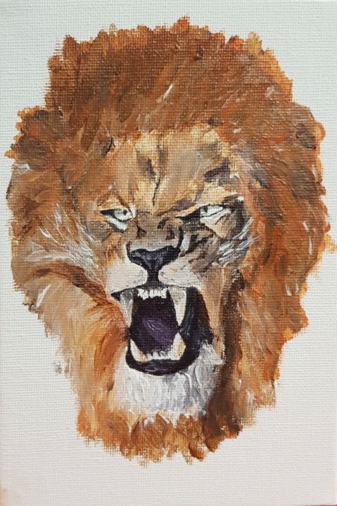 Peinture intitulée "Lion de Lyon" par Hernan Mujica, Œuvre d'art originale, Acrylique