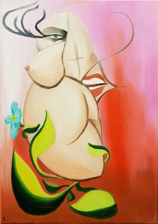 Painting titled "lady-graouh.jpg" by Hernel, Original Artwork, Oil