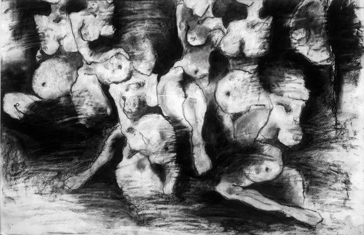 Drawing titled "Circle Of Beauty" by Hêro Aryana, Original Art, Charcoal