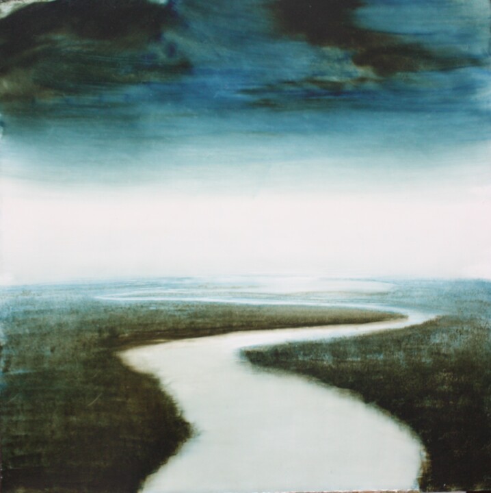 제목이 "entre ciel et terre…"인 미술작품 Eric Herrmann로, 원작, 기름 나무 들것 프레임에 장착됨