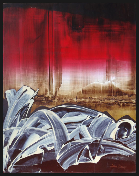Peinture intitulée "Rouge" par Herve Bauve, Œuvre d'art originale, Acrylique
