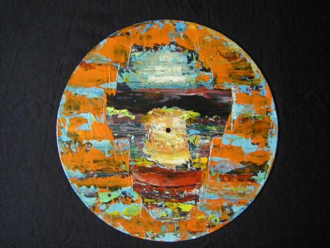 Peinture intitulée "Face disc" par Hervé Brousse, Œuvre d'art originale