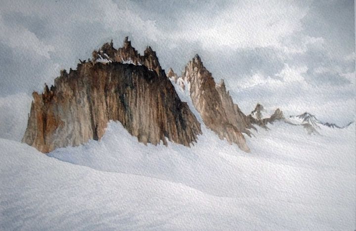 Pittura intitolato "Aiguilles dorées" da Hervé Espinosa, Opera d'arte originale