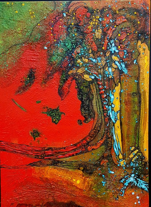 Painting titled "Tree 4 ( série)" by Hervé Fayolle, Original Artwork, Acrylic