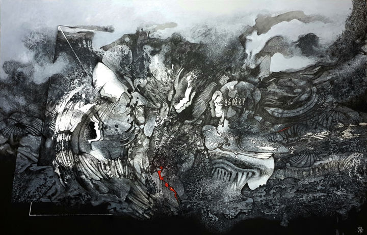 Pittura intitolato "SangReal - suivez l…" da Hervé Fayolle, Opera d'arte originale, Acrilico