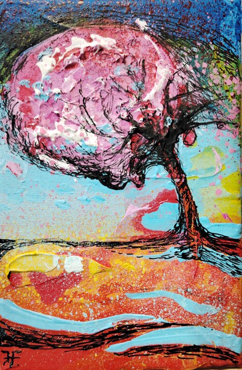 「Etude sur les arbre…」というタイトルの絵画 Hervé Fayolleによって, オリジナルのアートワーク, アクリル