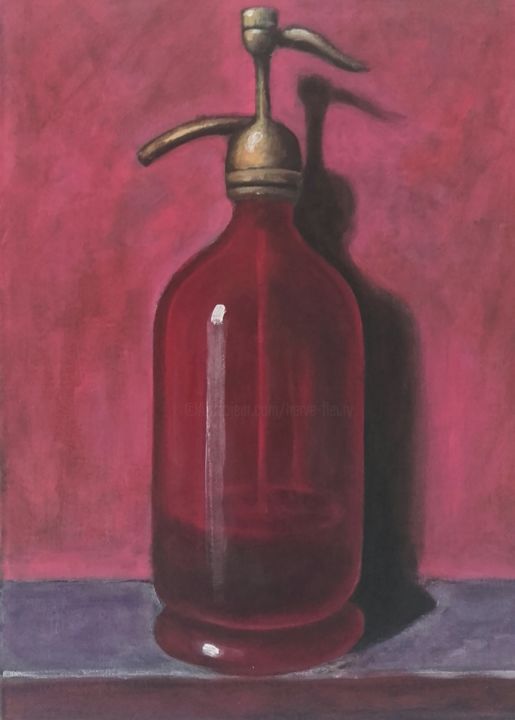 Ζωγραφική με τίτλο "siphon rouge" από Herve Fleury (RV), Αυθεντικά έργα τέχνης, Ακρυλικό