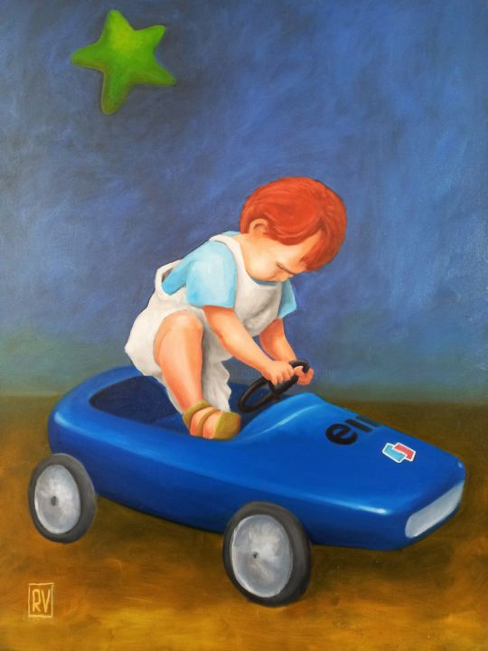 Pintura titulada ""enfance"" por Herve Fleury (RV), Obra de arte original, Oleo