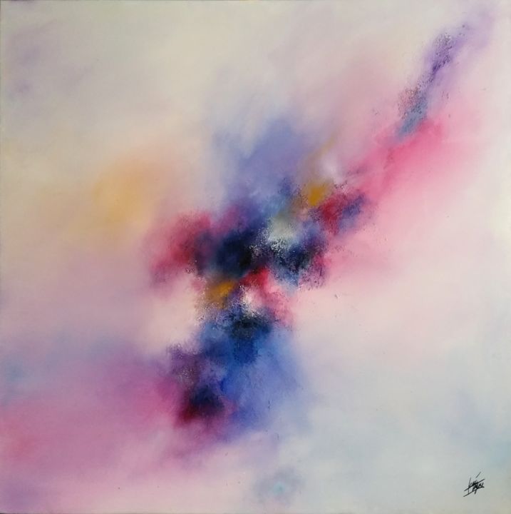 Painting titled "FreeScape Purple" by Hervé Hugues, Original Artwork, Oil